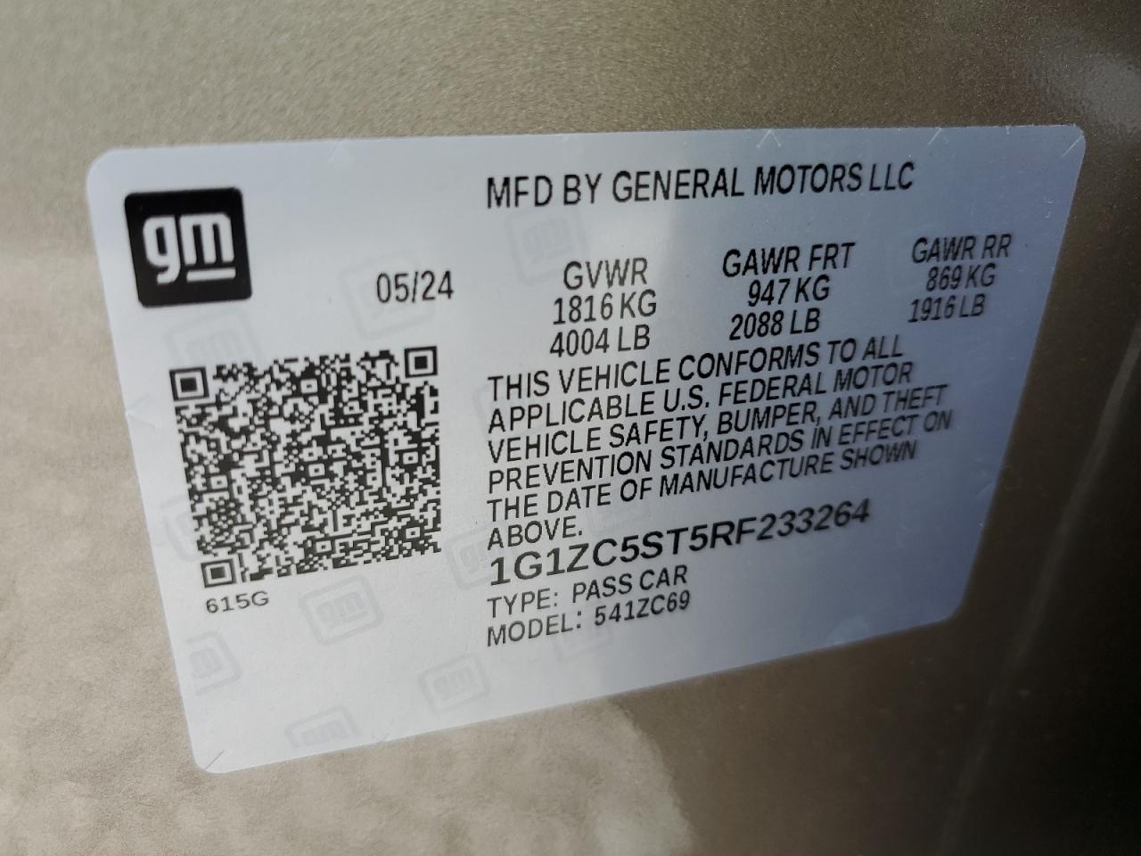 1G1ZC5ST5RF233264 CHEVROLET MALIBU 2024