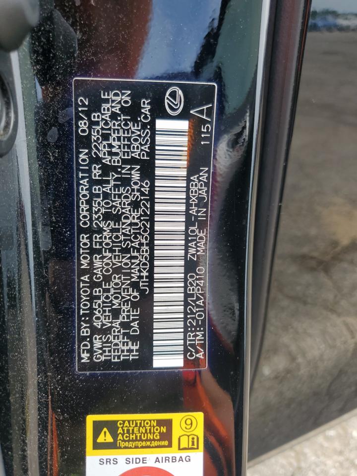 2012 Lexus Ct 200 VIN: JTHKD5BH5C2122146 Lot: 61671795