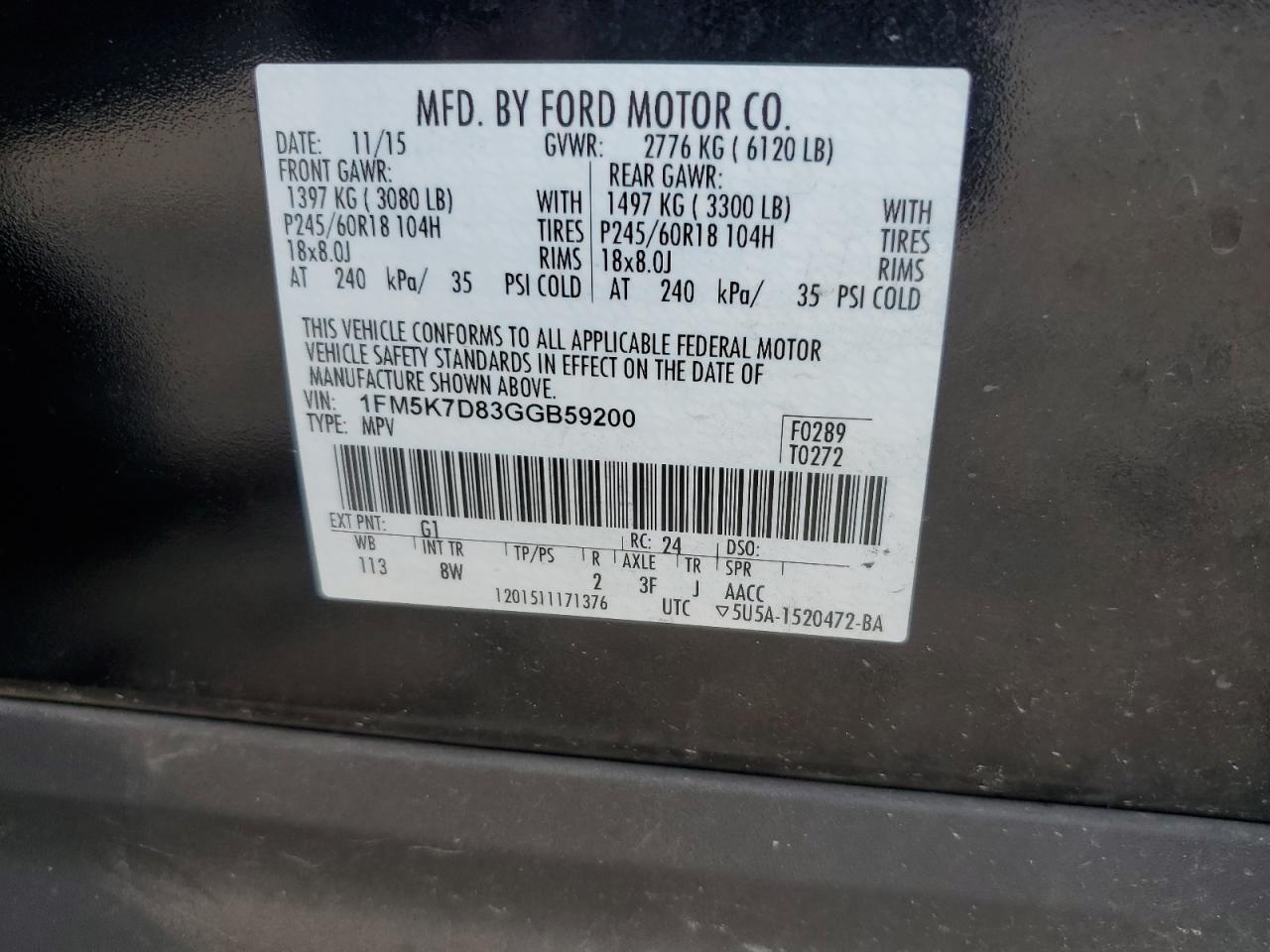 1FM5K7D83GGB59200 FORD EXPLORER 2016