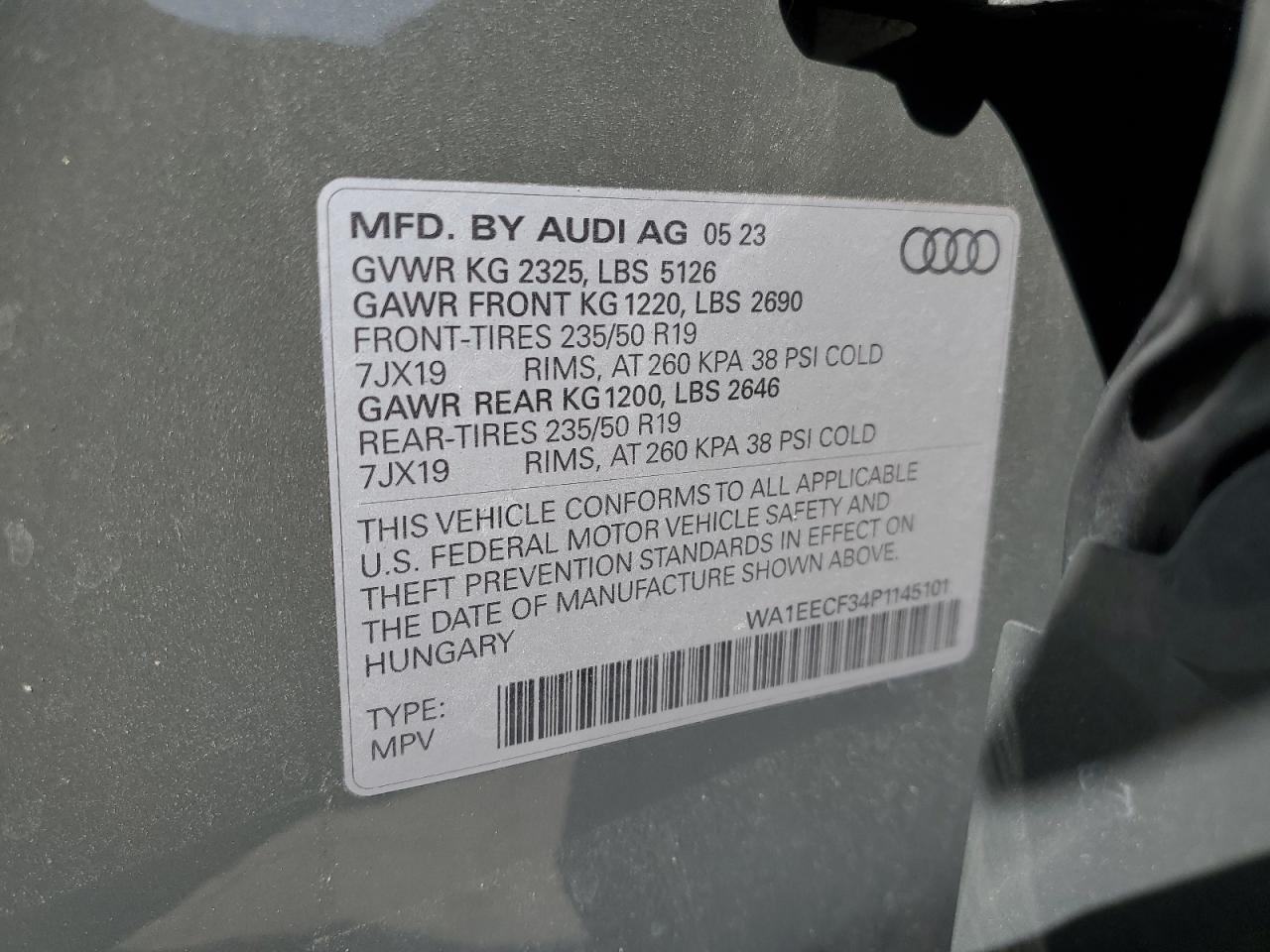 2023 Audi Q3 Premium Plus S Line 45 VIN: WA1EECF34P1145101 Lot: 62171535
