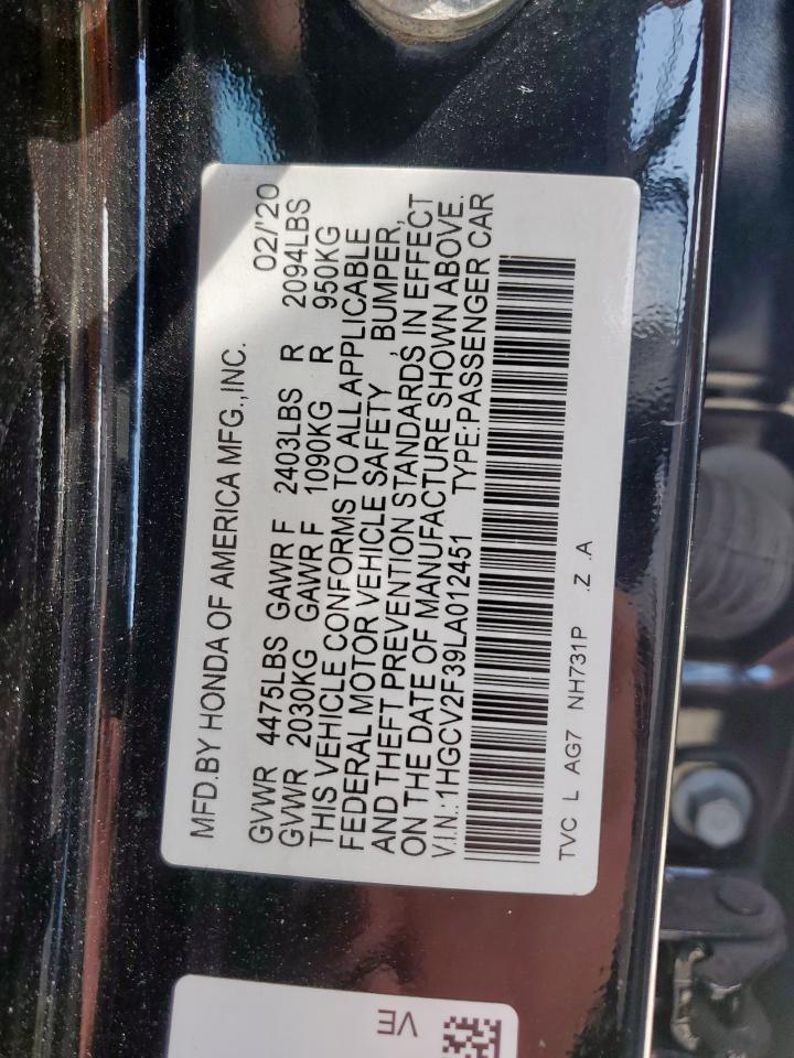 1HGCV2F39LA012451 HONDA ACCORD 2020