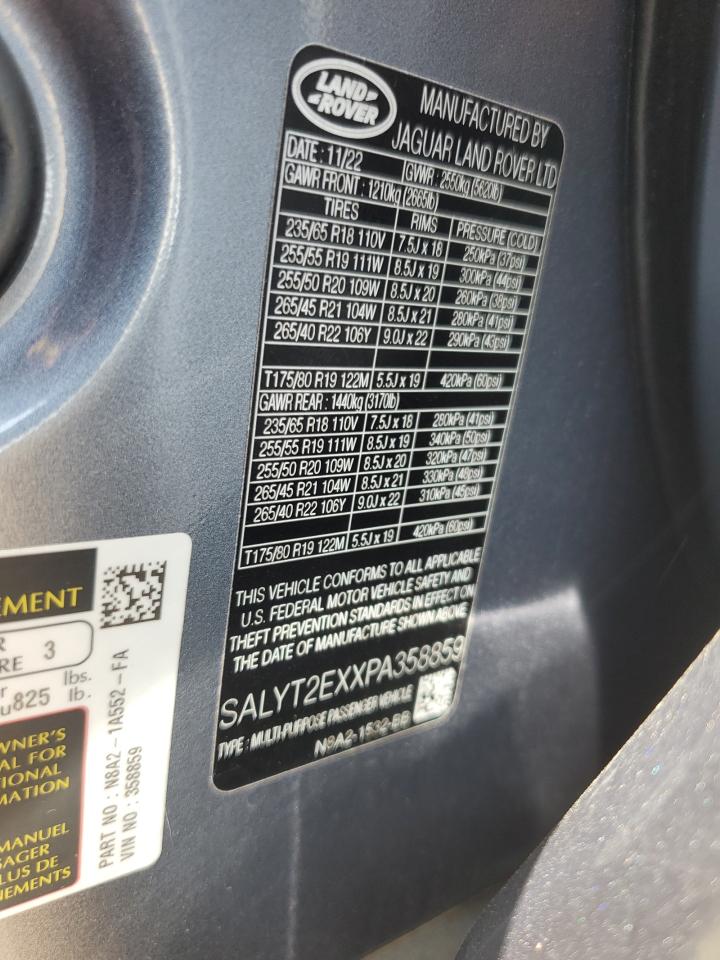 2023 Land Rover Range Rover Velar R-Dynamic S VIN: SALYT2EXXPA358859 Lot: 61800445