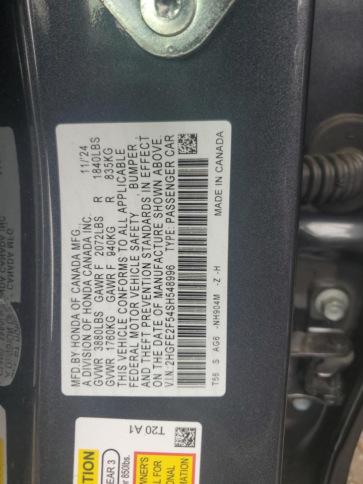 2HGFE2F54SH548996 HONDA CIVIC 2025