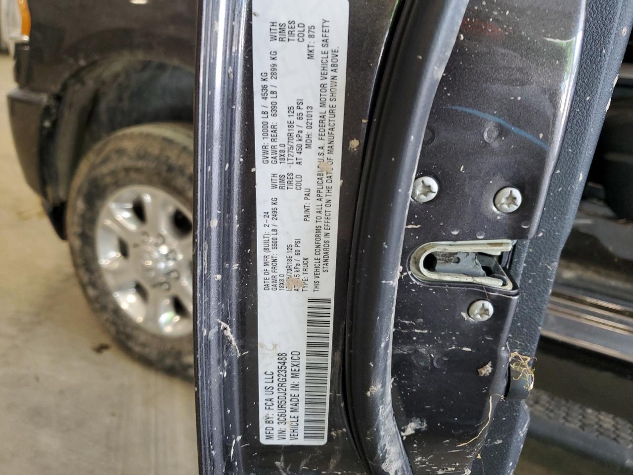 2024 Ram 2500 Big Horn VIN: 3C6UR5DJ2RG235488 Lot: 62252185