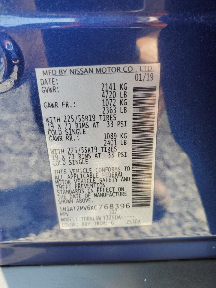 5N1AT2MV6KC768396 NISSAN ROGUE 2019
