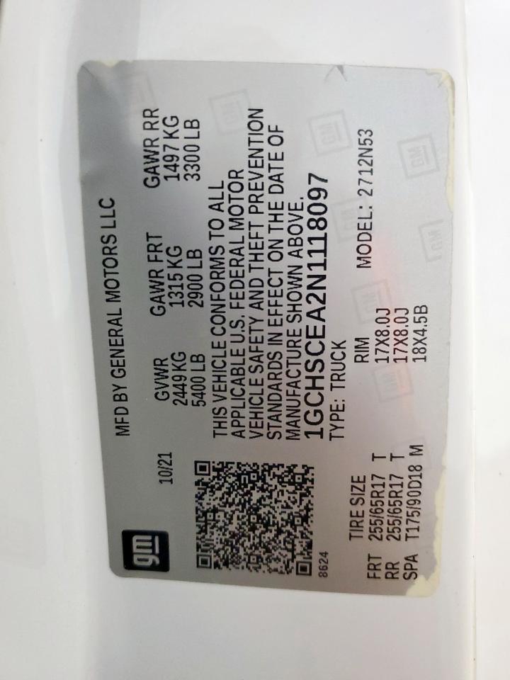2022 Chevrolet Colorado Lt VIN: 1GCHSCEA2N1118097 Lot: 62149535
