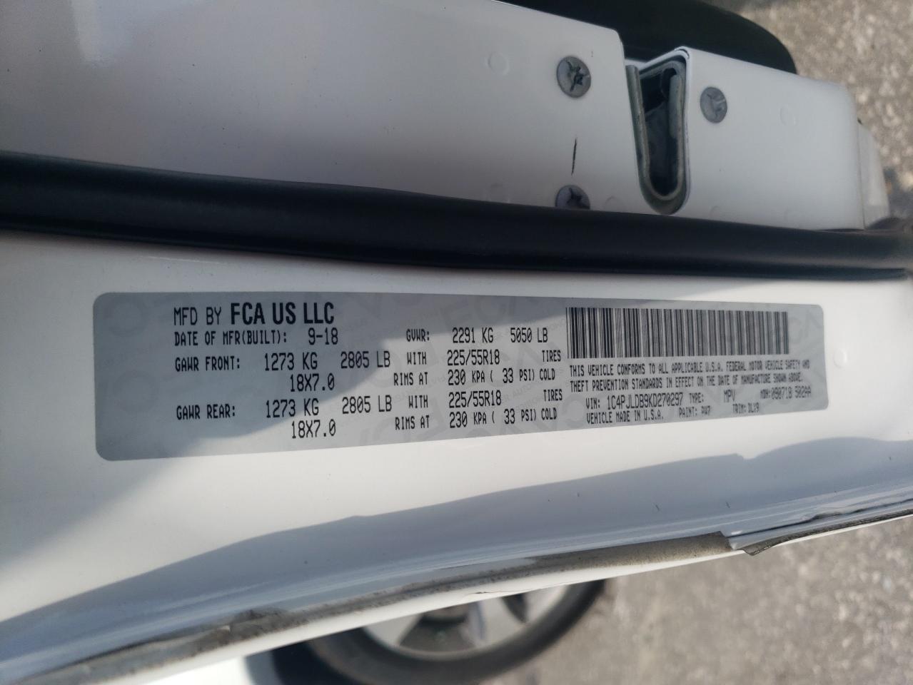 2019 Jeep Cherokee Limited VIN: 1C4PJLDB9KD270297 Lot: 61461305