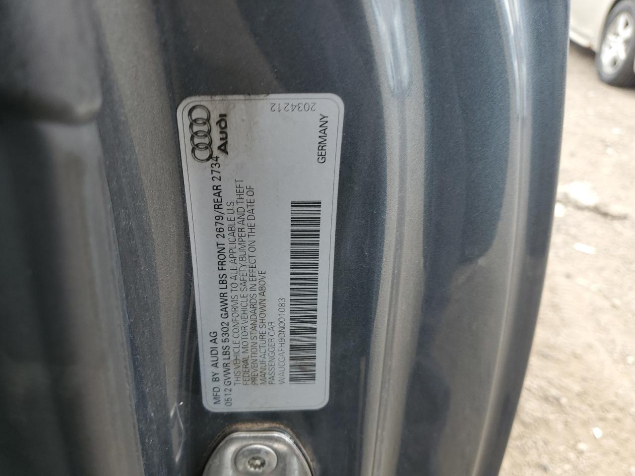2013 Audi S5 Premium Plus VIN: WAUCGAFH9DN001083 Lot: 62885355