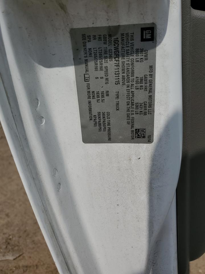 2015 Chevrolet Express G2500 VIN: 1GCWGFCF7F1131115 Lot: 59553205