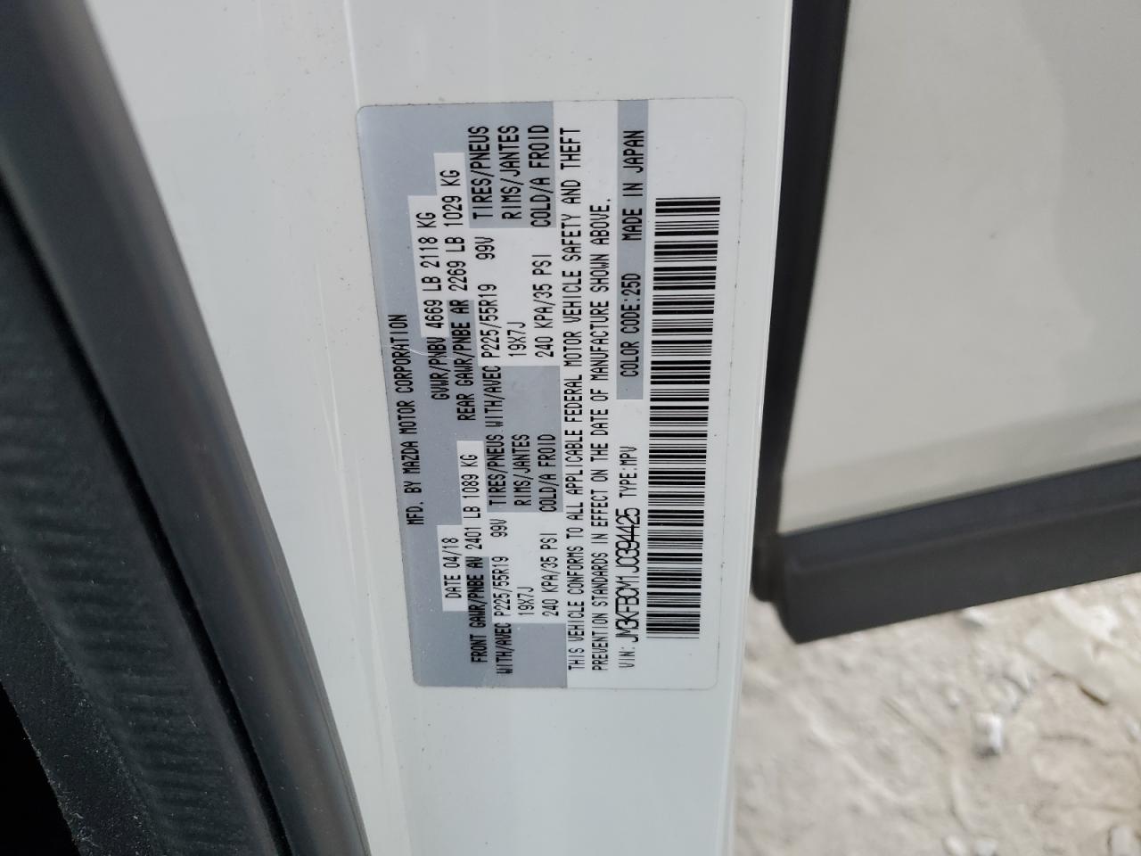 2018 Mazda Cx-5 Touring VIN: JM3KFBCM1J0394425 Lot: 62806305