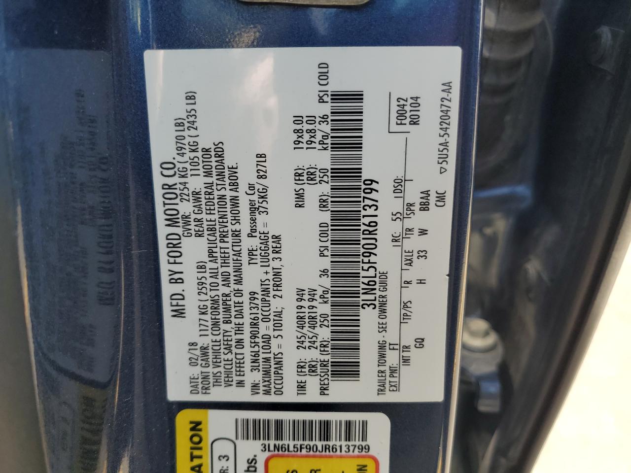 2018 Lincoln Mkz Reserve VIN: 3LN6L5F90JR613799 Lot: 62049765