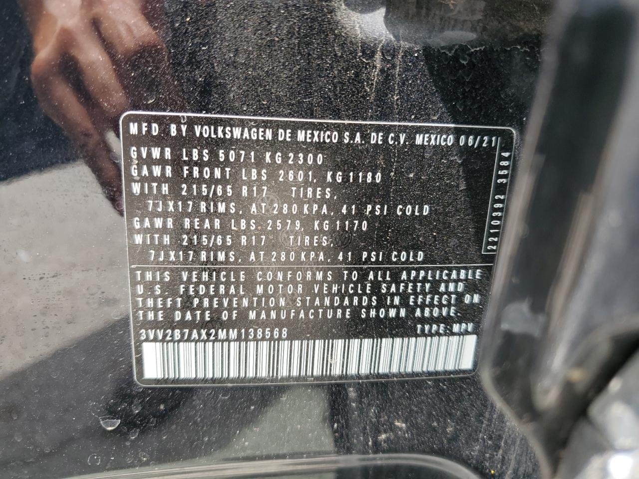 2021 Volkswagen Tiguan Se VIN: 3VV2B7AX2MM138568 Lot: 61301115