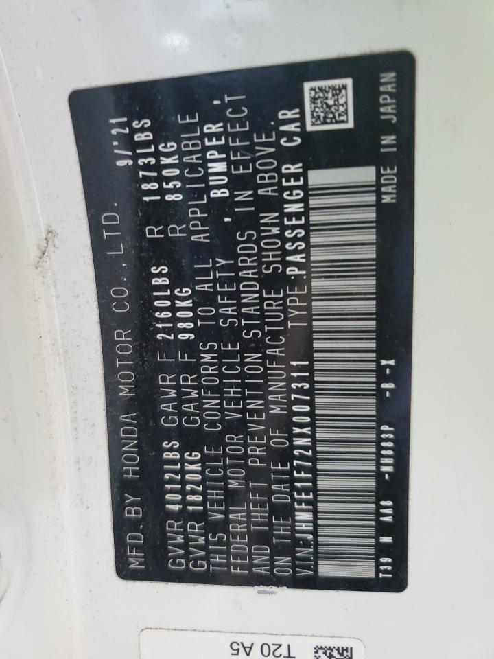 JHMFE1F72NX007311 HONDA CIVIC 2022