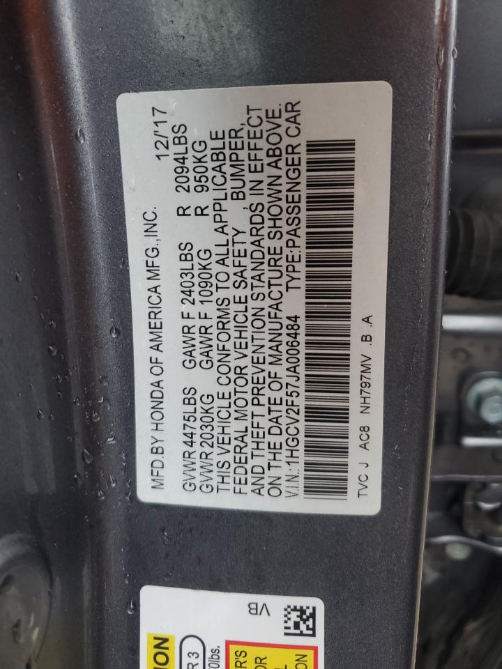 1HGCV2F57JA006484 HONDA ACCORD 2018