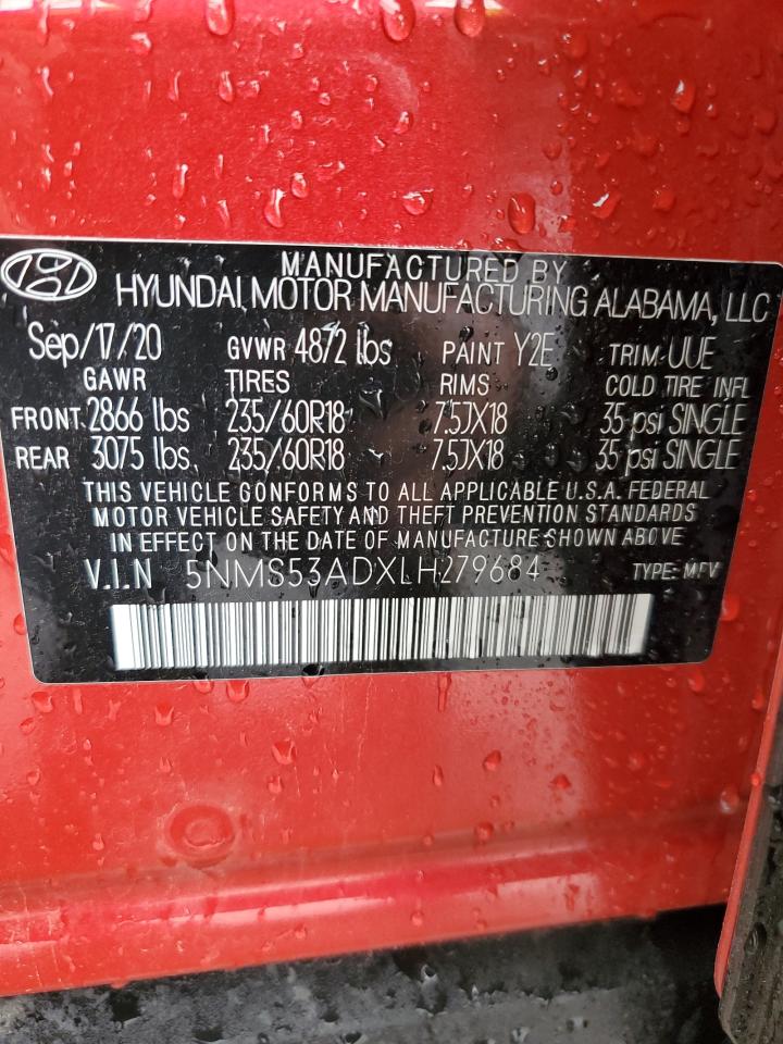 2020 Hyundai Santa Fe Limited VIN: 5NMS53ADXLH279684 Lot: 58490545