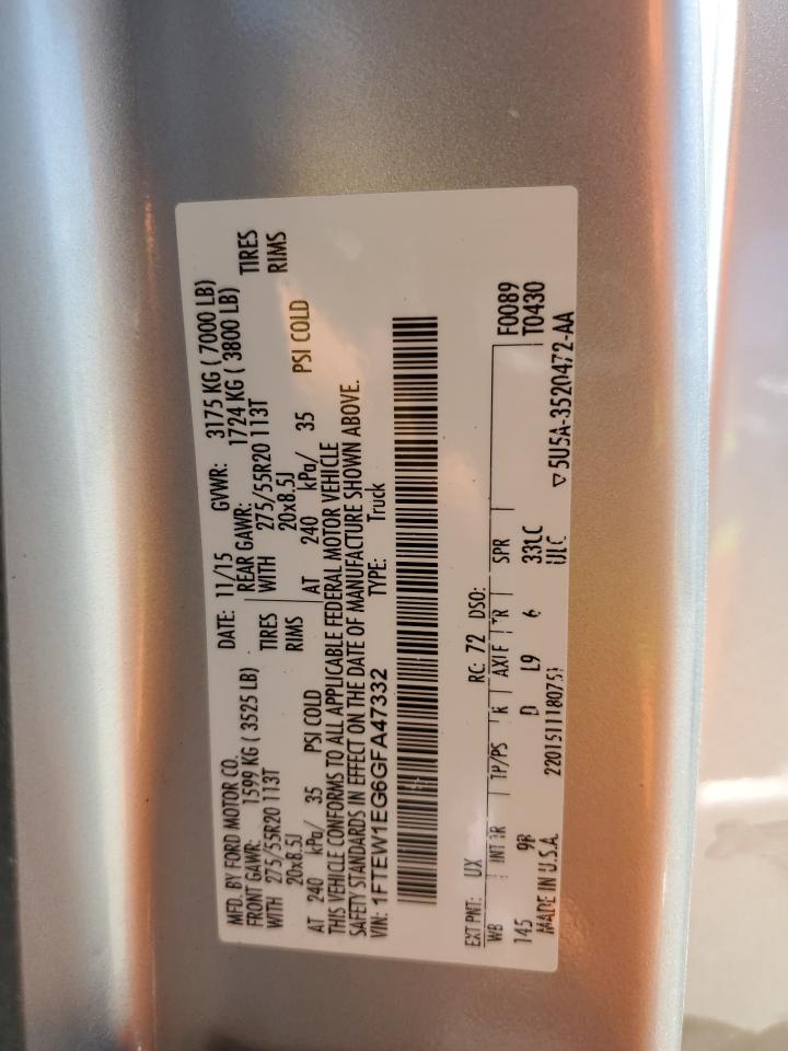 1FTEW1EG6GFA47332 FORD F-150 2016
