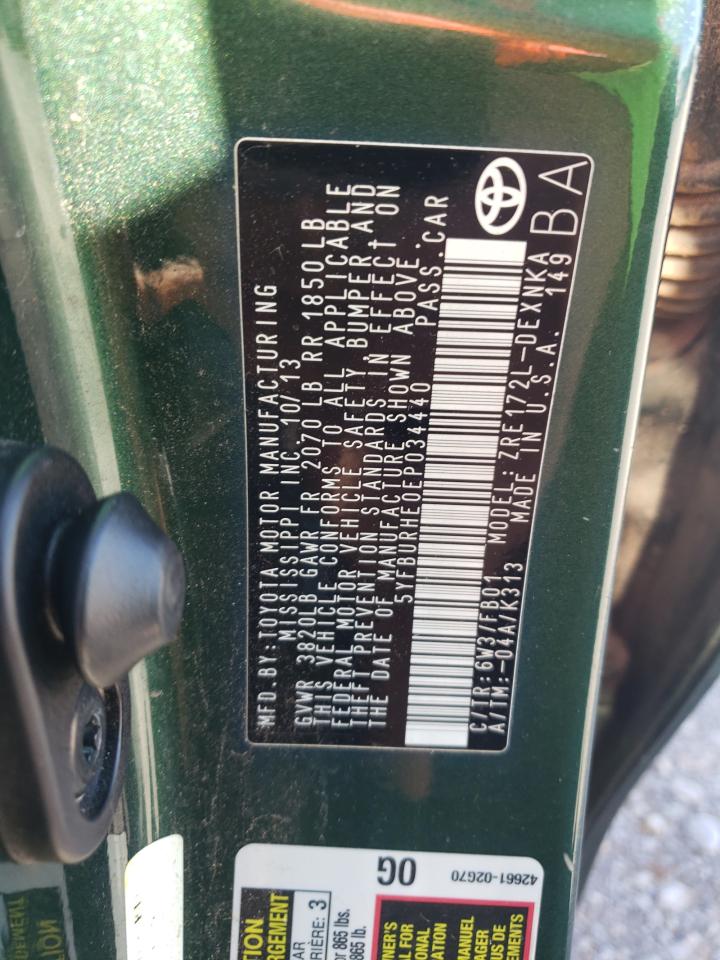 2014 Toyota Corolla L VIN: 5YFBURHE0EP034440 Lot: 61026105