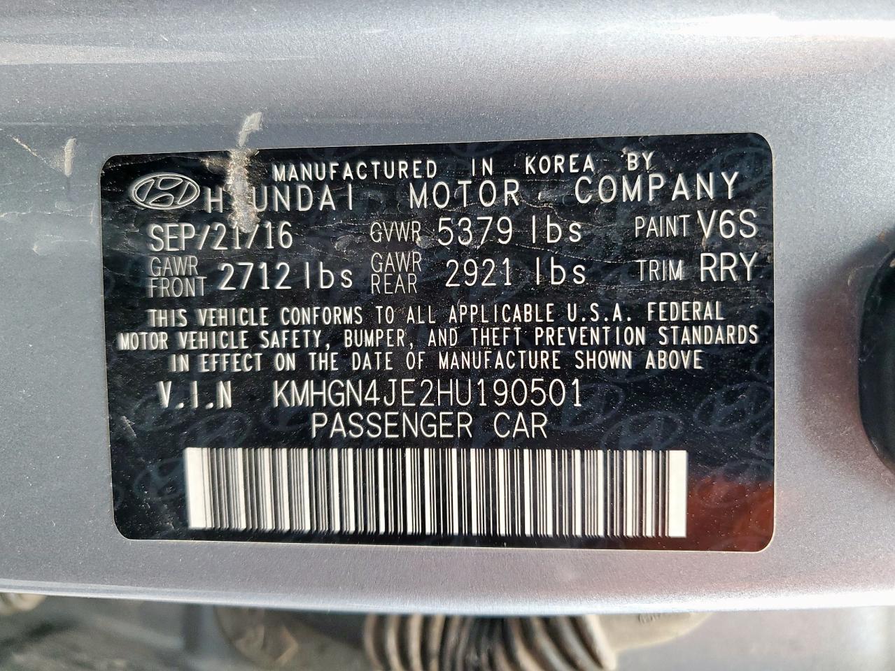 2017 Genesis G80 Base VIN: KMHGN4JE2HU190501 Lot: 62552415