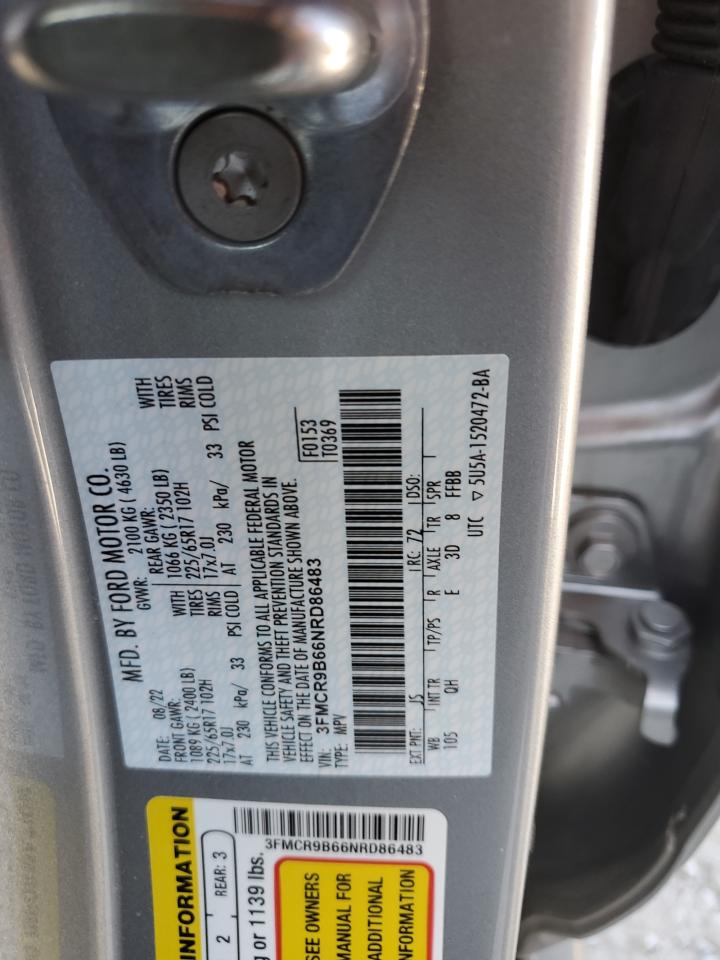 2022 Ford Bronco Sport Big Bend VIN: 3FMCR9B66NRD86483 Lot: 60165595