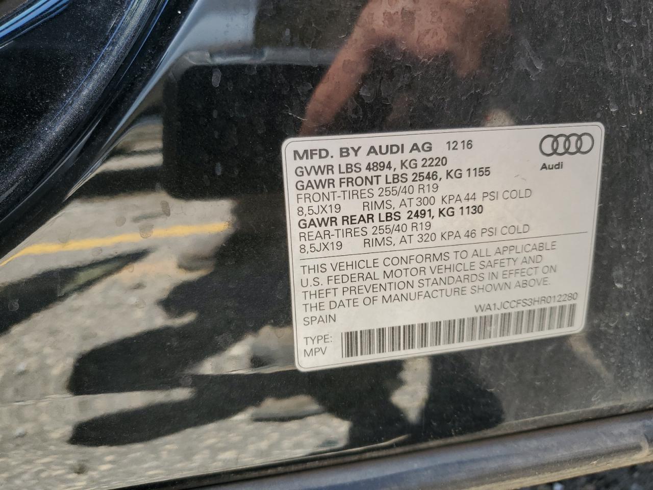 2017 Audi Q3 Premium Plus VIN: WA1JCCFS3HR012280 Lot: 61753875