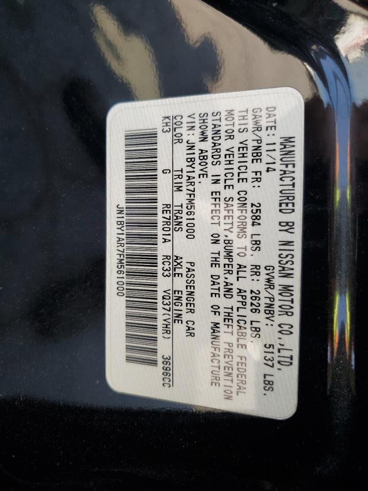 2015 Infiniti Q70 3.7 VIN: JN1BY1AR7FM561000 Lot: 62466625