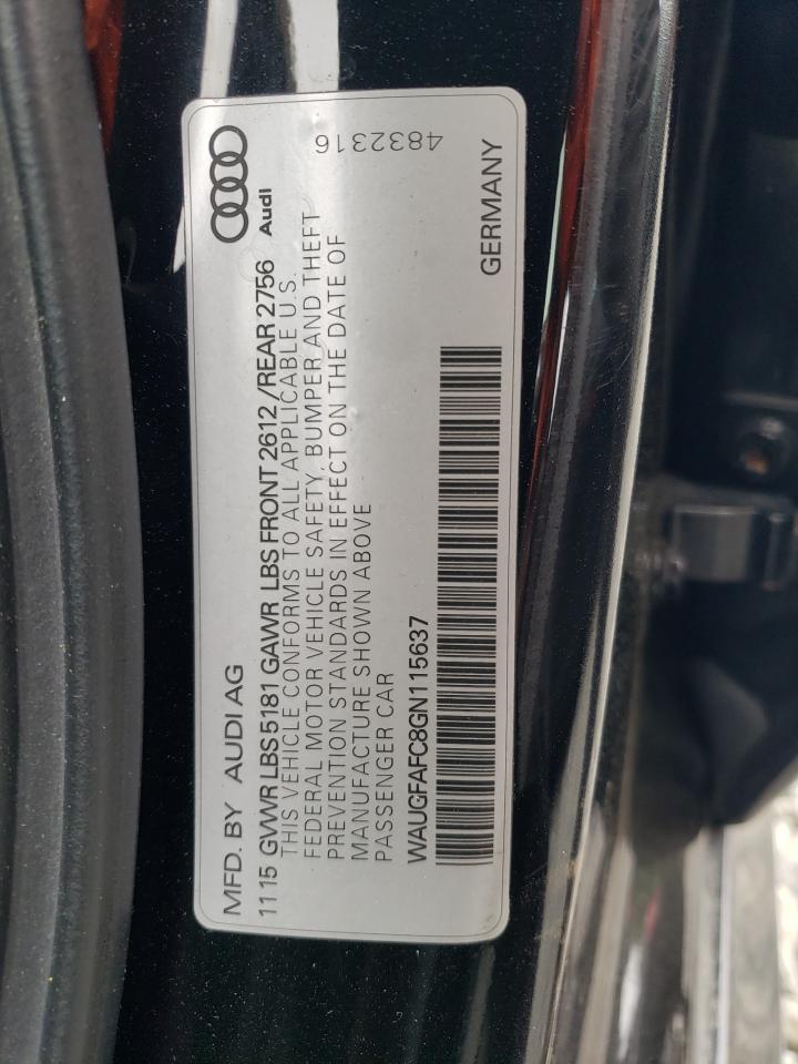 2016 Audi A6 Premium Plus VIN: WAUGFAFC8GN115637 Lot: 62393065
