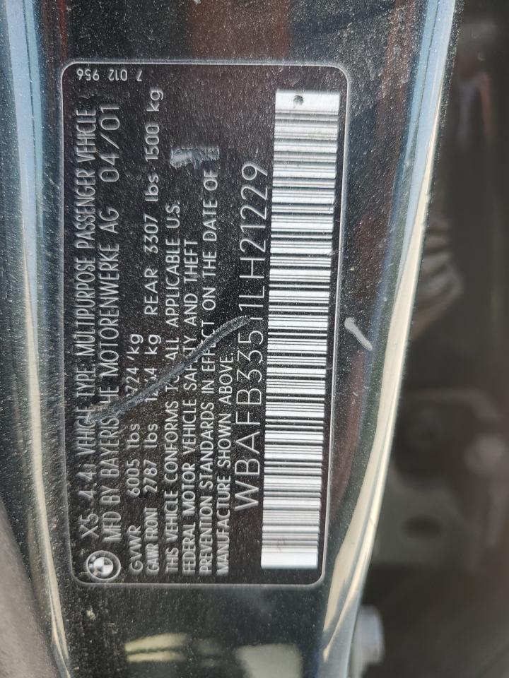 2001 BMW X5 4.4I VIN: WBAFB33511LH21229 Lot: 58293945