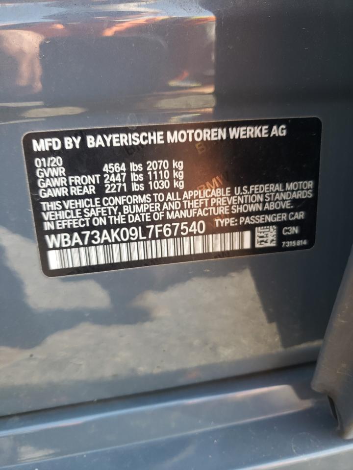 2020 BMW 228Xi VIN: WBA73AK09L7F67540 Lot: 62002995