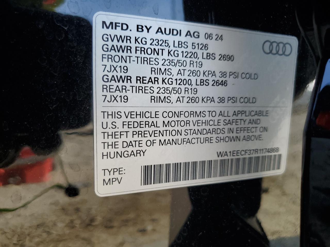 2024 Audi Q3 Premium Plus S Line 45 VIN: WA1EECF37R1174868 Lot: 61827255