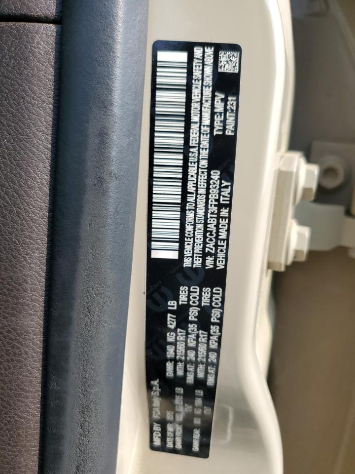 2015 Jeep Renegade Latitude VIN: ZACCJABT3FPB93240 Lot: 59110655