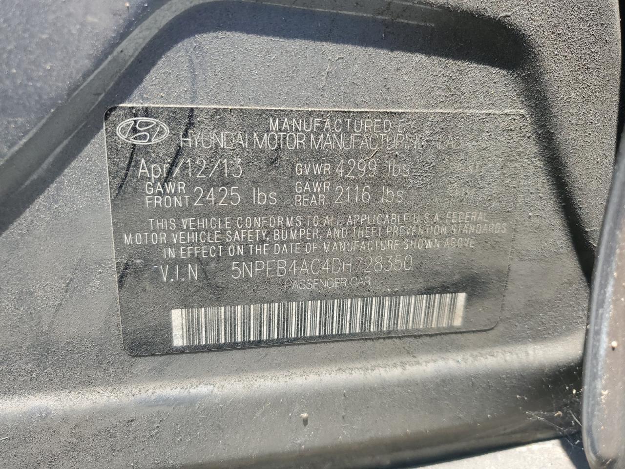 2013 Hyundai Sonata Gls VIN: 5NPEB4AC4DH728350 Lot: 62065845