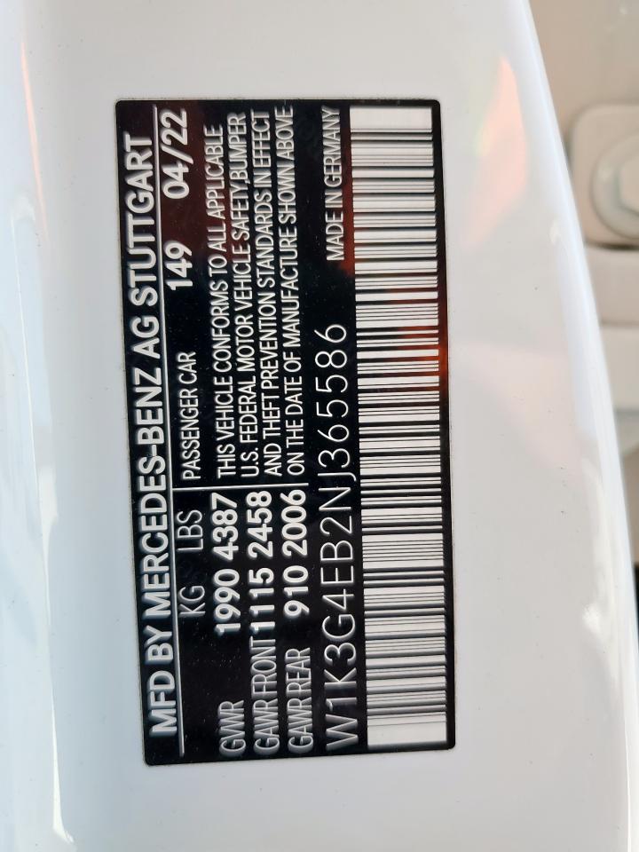 2022 Mercedes-Benz A 220 VIN: W1K3G4EB2NJ365586 Lot: 61524185