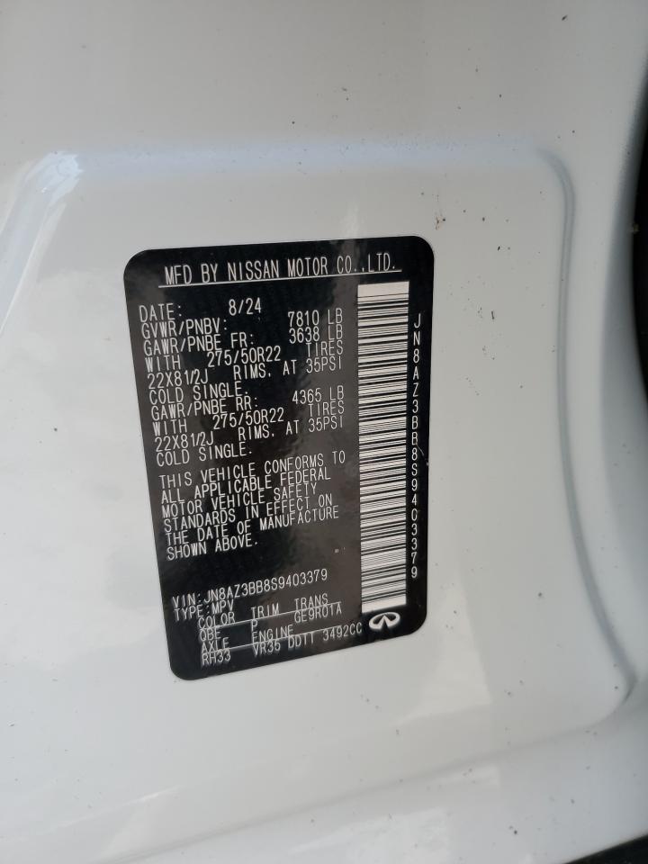 2025 Infiniti Qx80 Luxe VIN: JN8AZ3BB8S9403379 Lot: 60678465