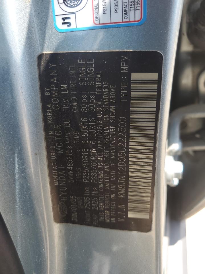 2005 Hyundai Tucson Gls VIN: KM8JN12D05U222500 Lot: 62071365
