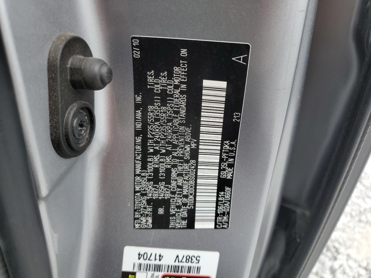 2011 Toyota Sienna Xle VIN: 5TDDK3DC0BS002428 Lot: 58999605