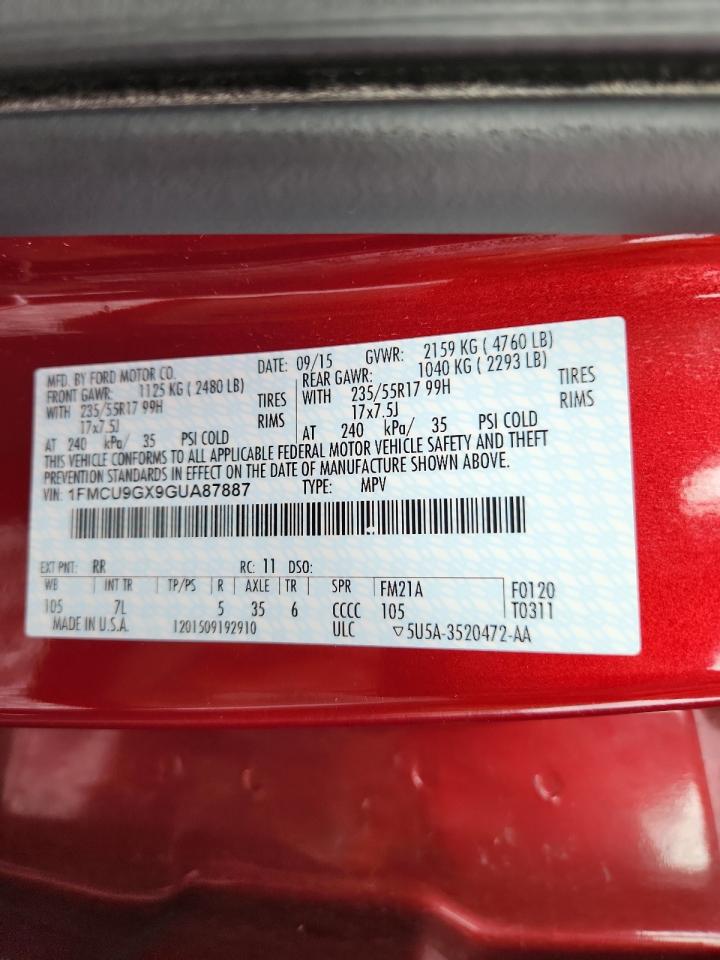 1FMCU9GX9GUA87887 FORD ESCAPE 2016