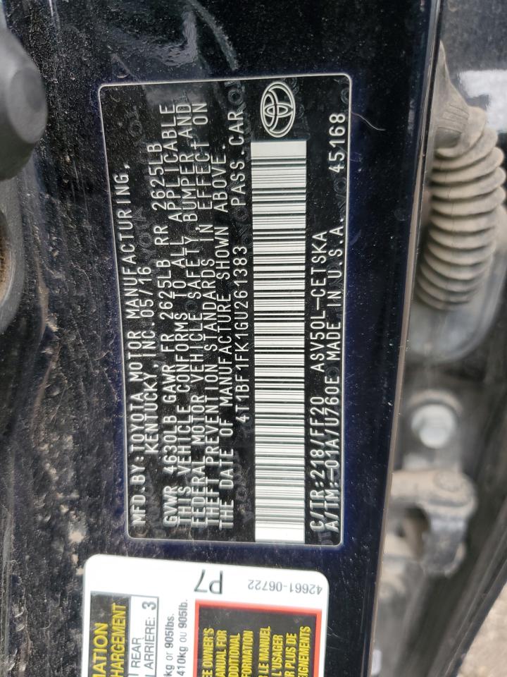 4T1BF1FK1GU261383 TOYOTA CAMRY 2016