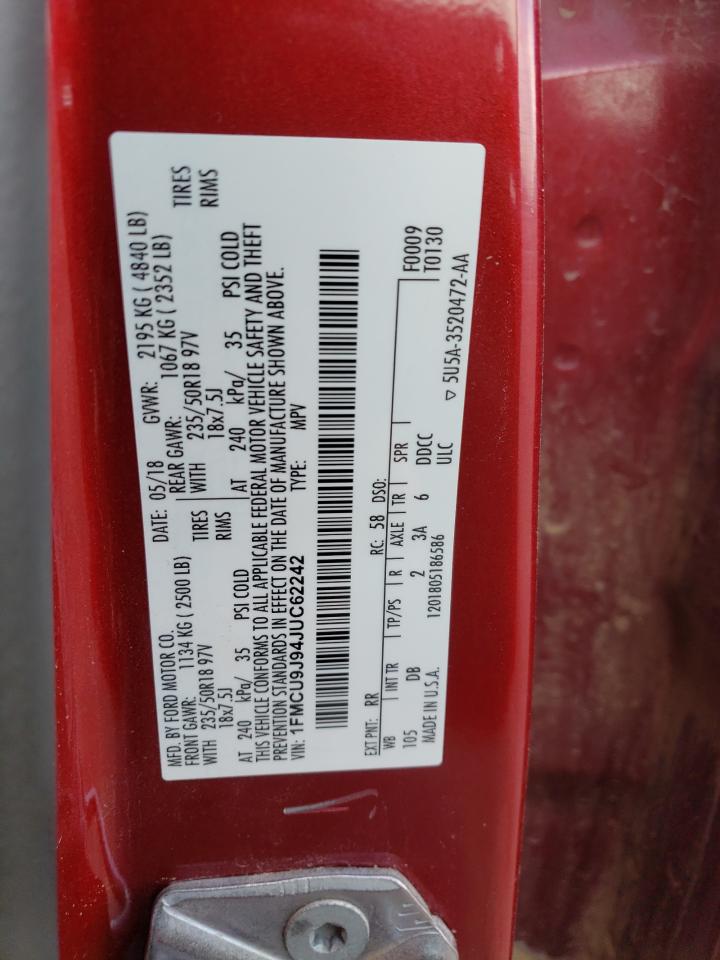 1FMCU9J94JUC62242 FORD ESCAPE 2018