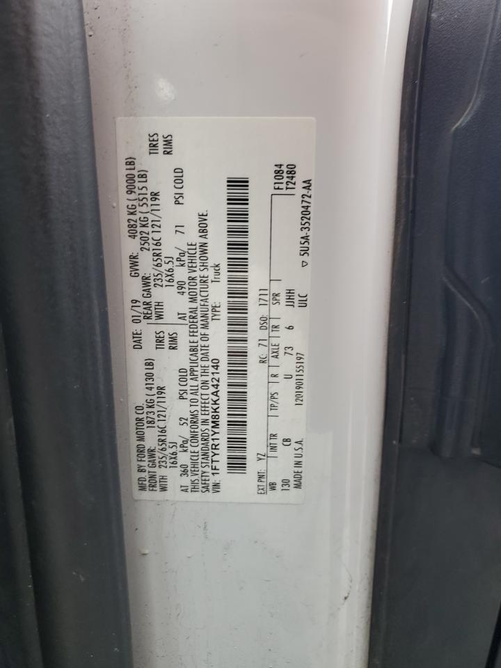 FORD TRANSIT 2019 VIN 1FTYR1YM8KKA42140 photo 13