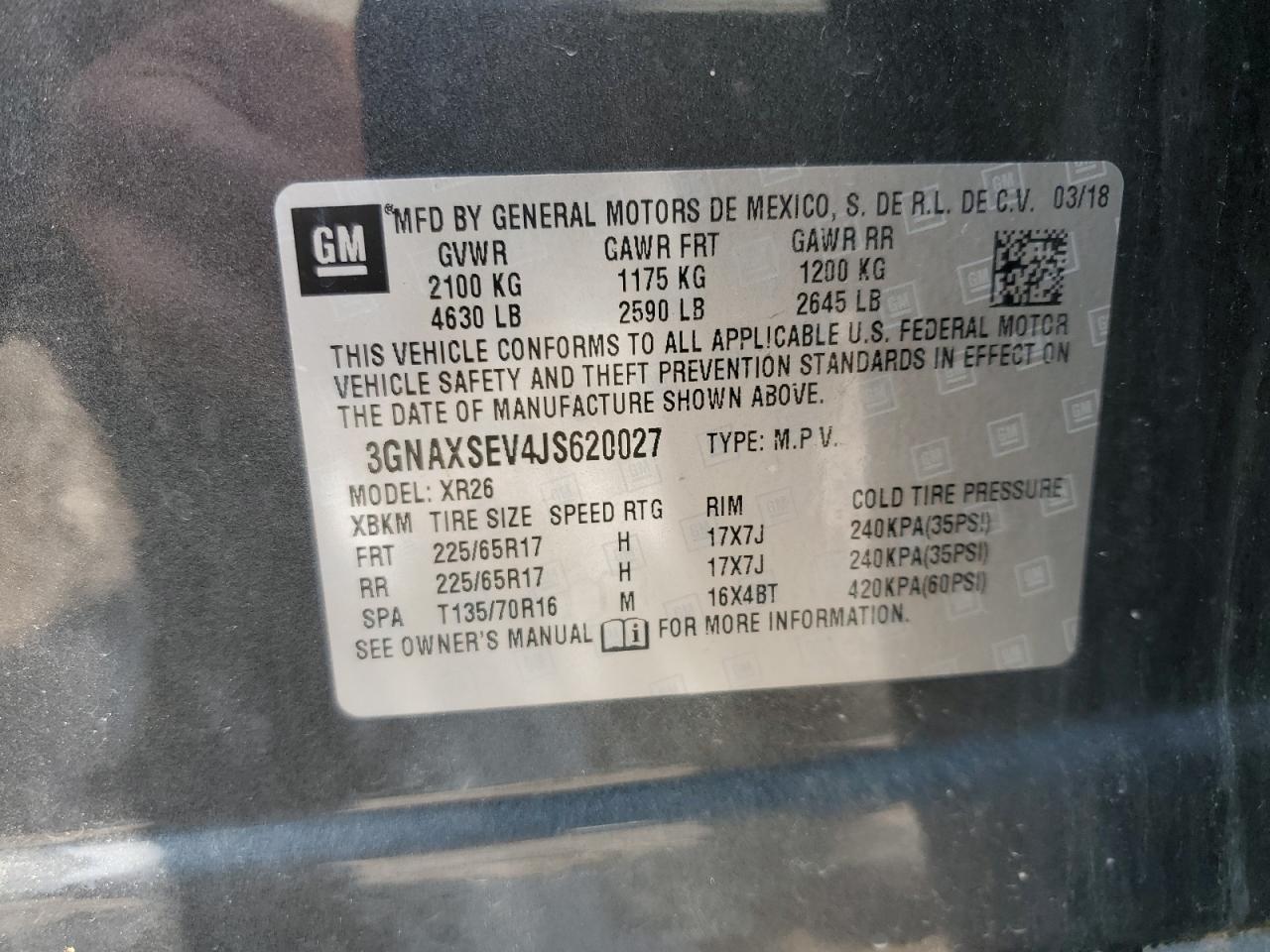 3GNAXSEV4JS620027 CHEVROLET EQUINOX 2018
