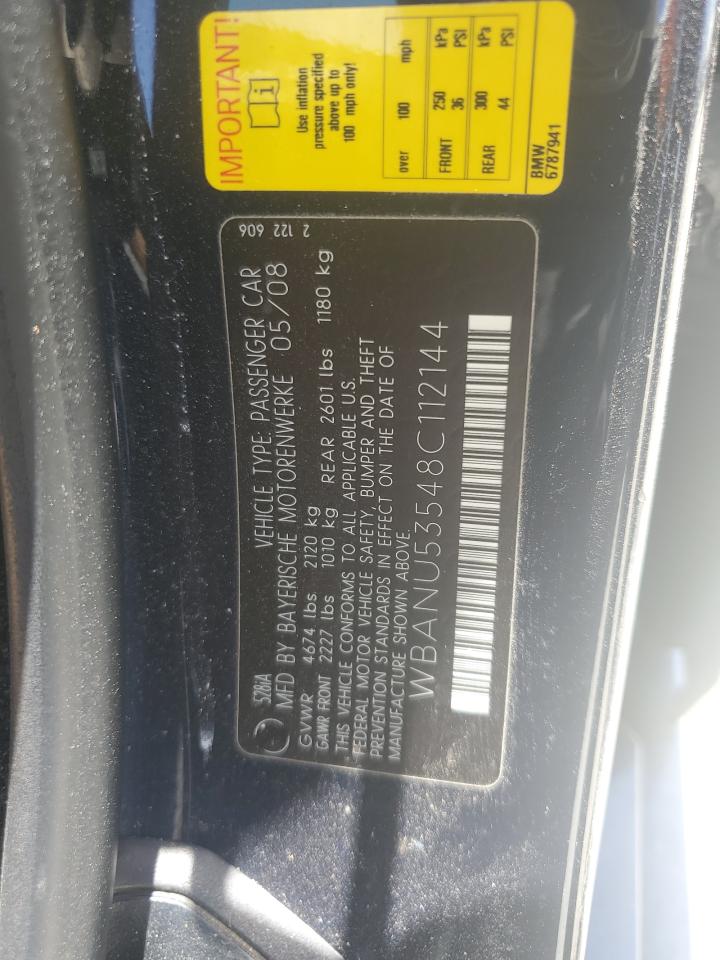 2008 BMW 528 I VIN: WBANU53548C112144 Lot: 61643135