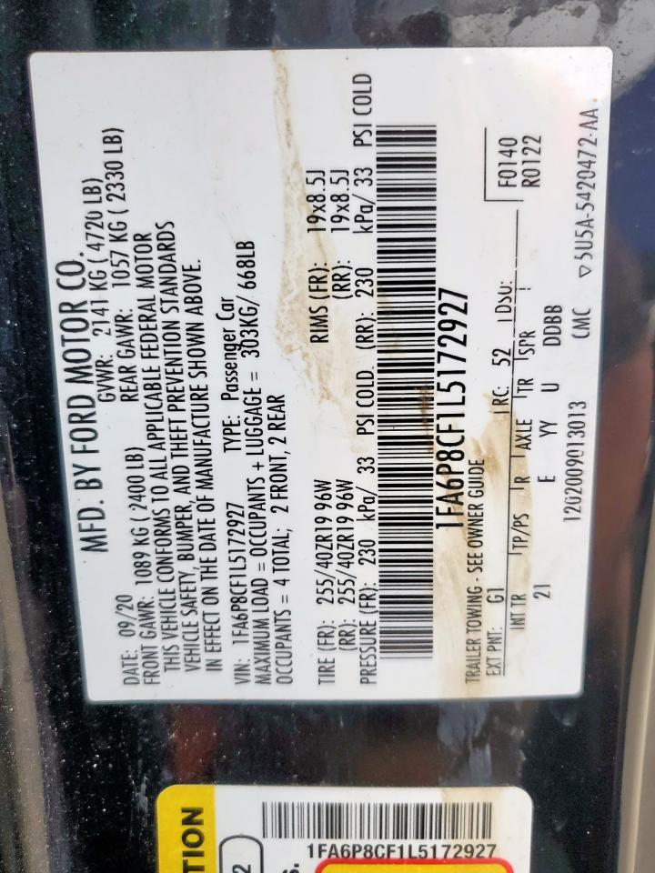 1FA6P8CF1L5172927 FORD MUSTANG 2020