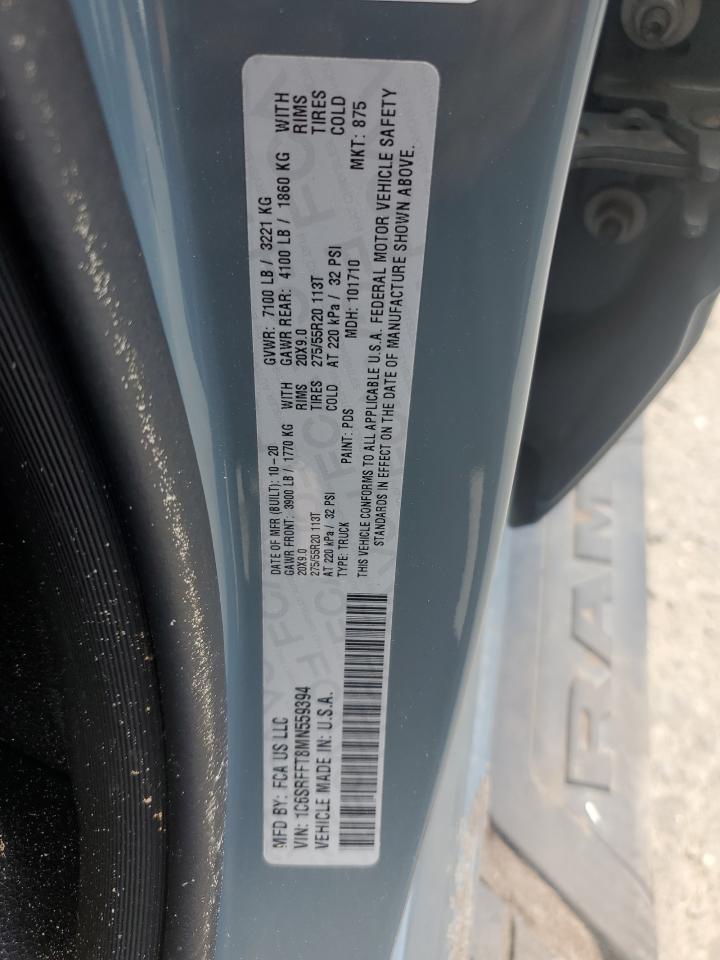 2021 Ram 1500 Big Horn/Lone Star VIN: 1C6SRFFT8MN559394 Lot: 61243005