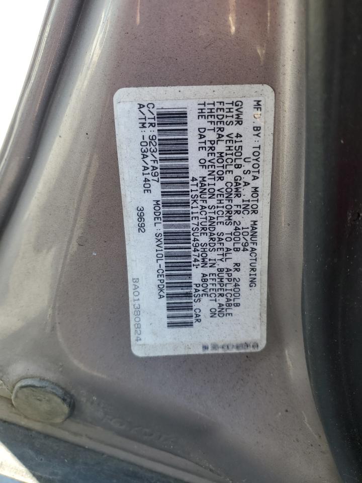 1995 Toyota Camry Dx VIN: 4T1SK11E7SU494741 Lot: 59301035