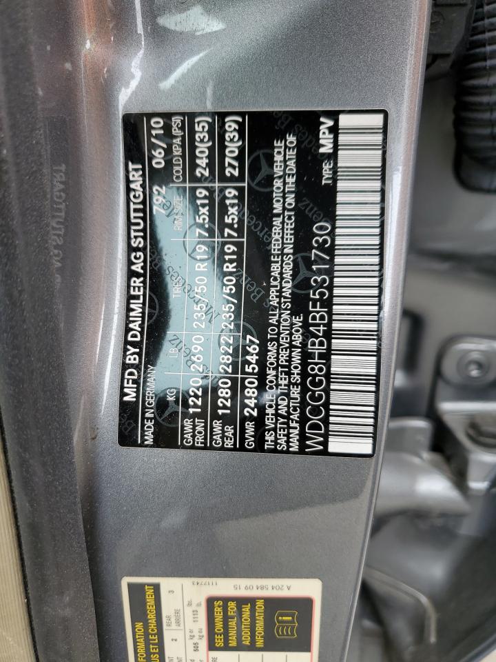 2011 Mercedes-Benz Glk 350 4Matic VIN: WDCGG8HB4BF531730 Lot: 62171005