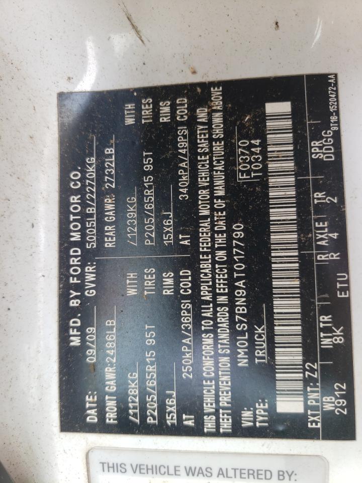 2010 Ford Transit Connect Xlt VIN: NM0LS7BN9AT017790 Lot: 59868755