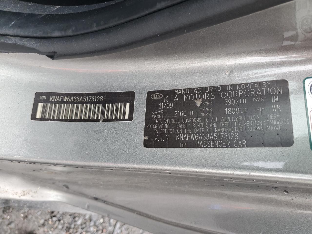 2010 Kia Forte Sx VIN: KNAFW6A33A5173128 Lot: 62866335