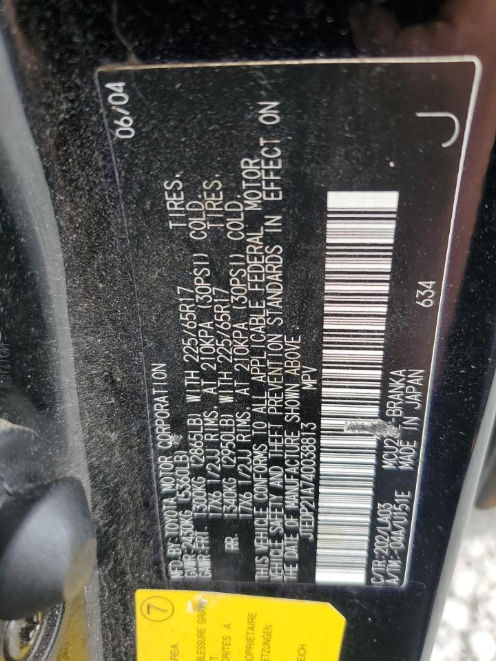 2004 Toyota Highlander Base VIN: JTEDP21A740038813 Lot: 63106905