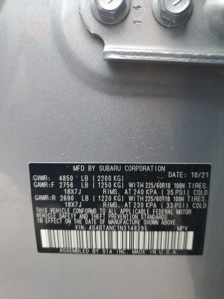 2022 Subaru Outback Limited VIN: 4S4BTANC1N3148295 Lot: 61002535