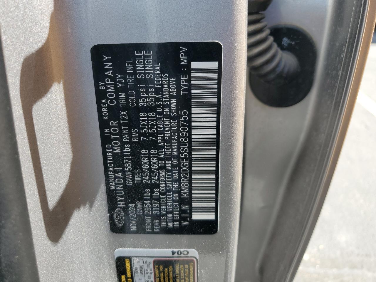2025 Hyundai Palisade Sel VIN: KM8R2DGE5SU890755 Lot: 62710205